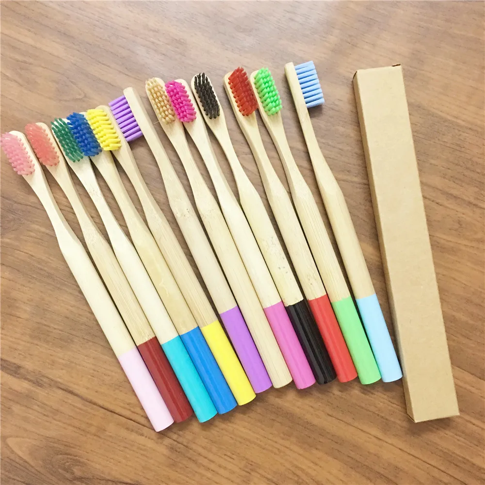 Круглая бамбуковая зубная щетка веганская ручка средняя щетина Экологичная cetillo