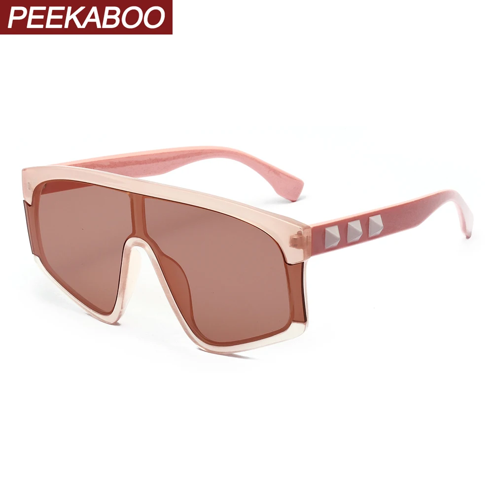 Женские большие солнцезащитные очки Peekaboo цельнокроеные линзы розовые черные