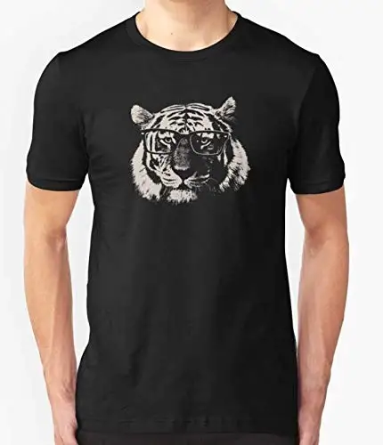 Хипстерская футболка с тигром и очками на заказ для мужчин женщин унисекс
