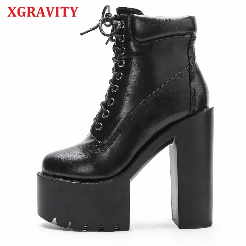 

XGRAVITY Super High Heel Pumps Sexy Woman Boots Fashion Boots Elegant Female Short Ankle Army Boots Comfortable Lady Shoes S066