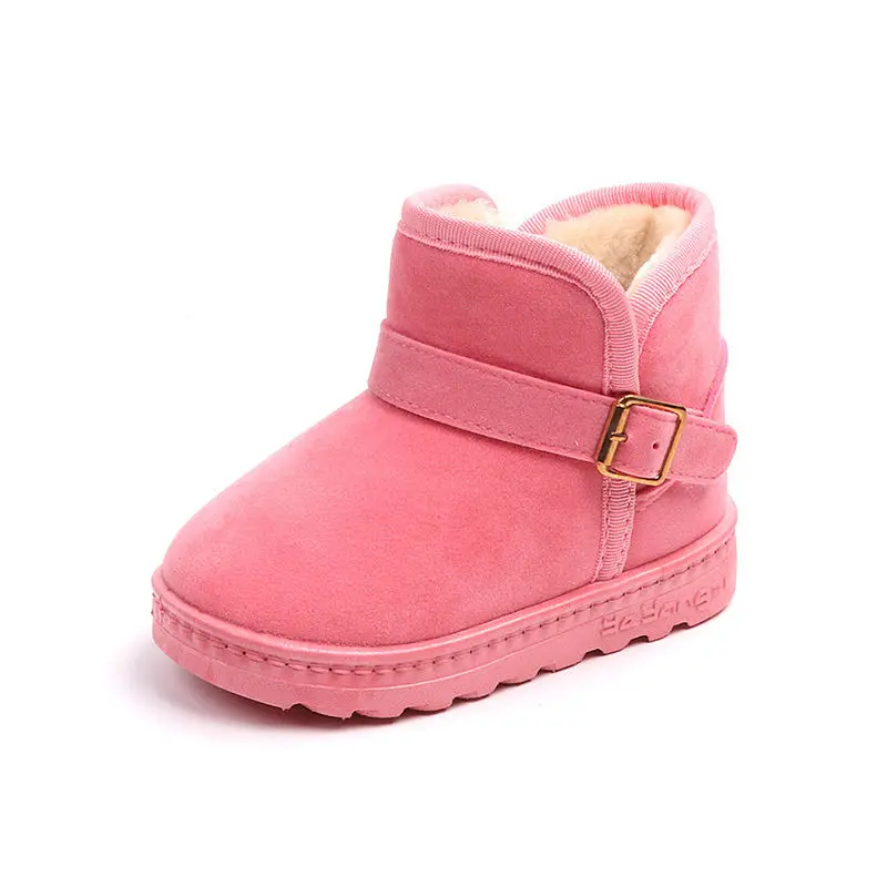Pink Sialia/детские ботинки; детская обувь для мальчиков; ботинки для девочек; зимняя обувь с плюшевой подкладкой; теплые уличные сапоги с пряжкой и ремешком; детские сапоги menina - Цвет: Pink