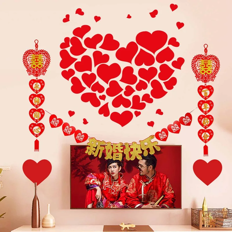 6 шт./партия Мини красный пластиковый любящее сердце Домашний декор настенные