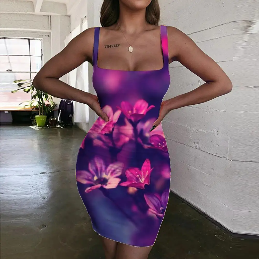 

Giyu Brand Beautiful Dresses Women Flowers Halter Sleeveless Landscape 3d Print Harajuku Sundress Womens Clothing Plus Size