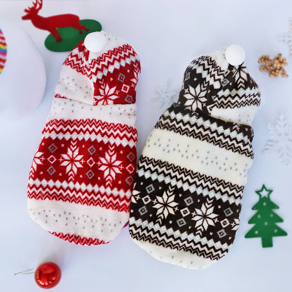 Рождественская Одежда для собак в форме снежинок кофта с капюшоном домашнего