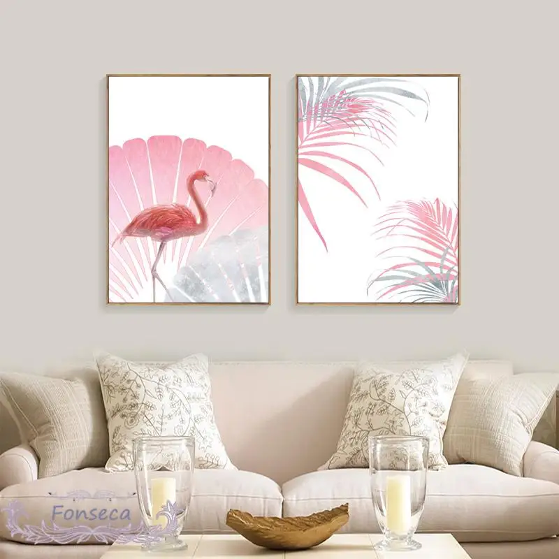 Постеры в скандинавском стиле с изображением розового фламинго Картина на