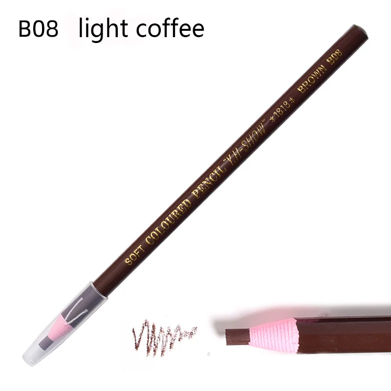 Light coffee 1 шт. Водостойкий карандаш для бровей, резка, натуральный стойкий карандаш для бровей, черный, коричневый, кофейный, микроблейдинг, Перманентный макияж для бровей - Цвет: Light coffee
