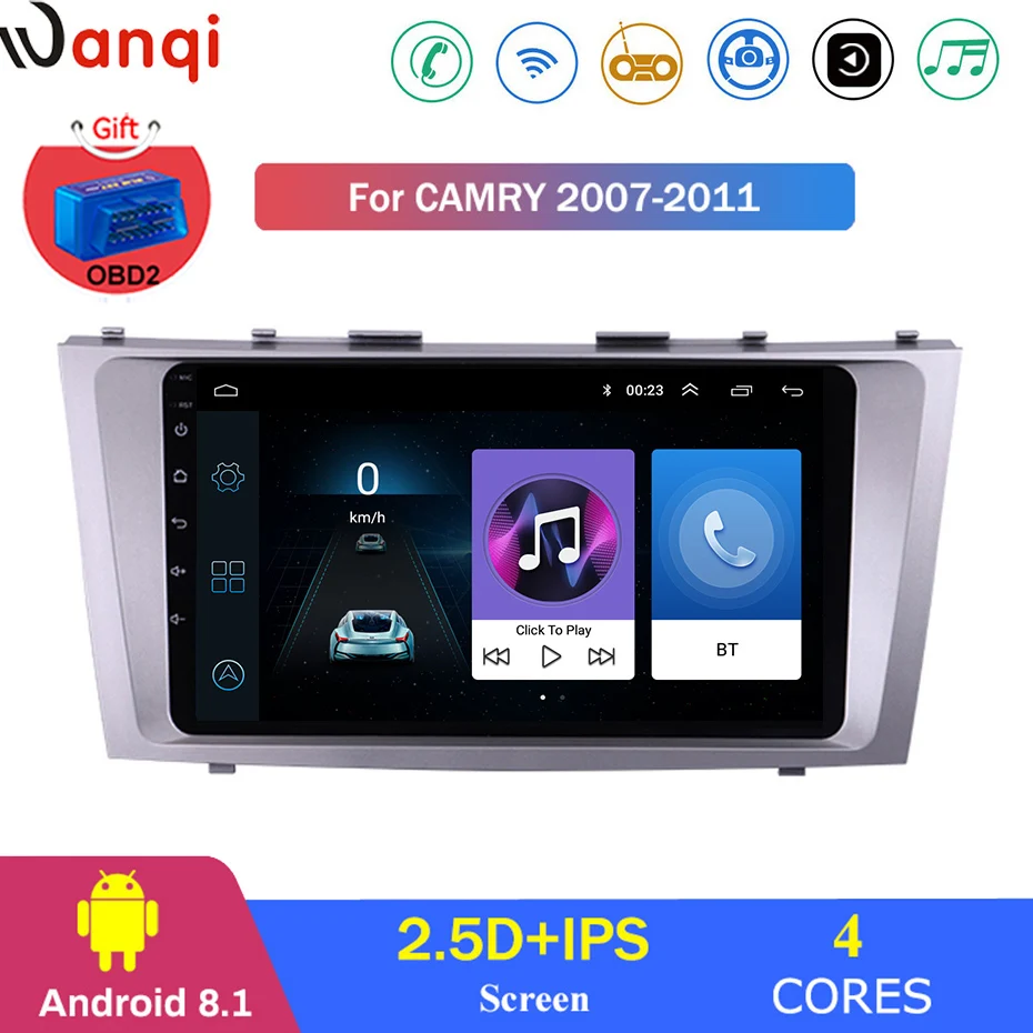 Для Toyota Camry 2007-2011 Автомобильный Радио Мультимедиа Видео плеер навигация gps Android 8 1