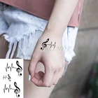 Татуировка Временная водостойкая, наклейка музыкальная нота, сердцебиение, маленькая татуировка флэш-тату для девушек, мужчин и женщин, для детей