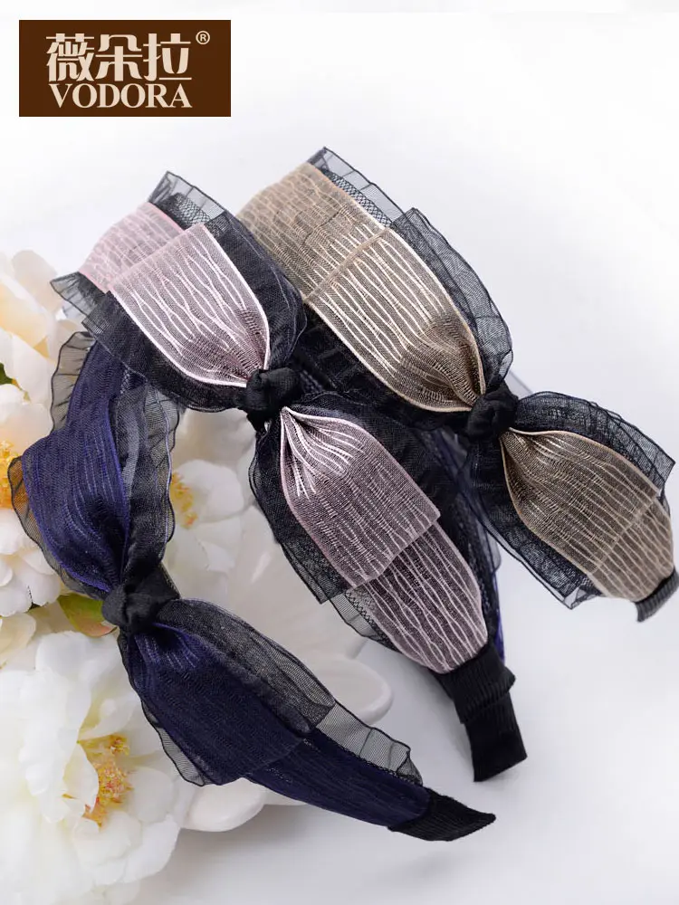 

Lace bow hair accessories headdress wide-brimmed toothed hairband hair accessories 2021 online celebrity new Korean headband