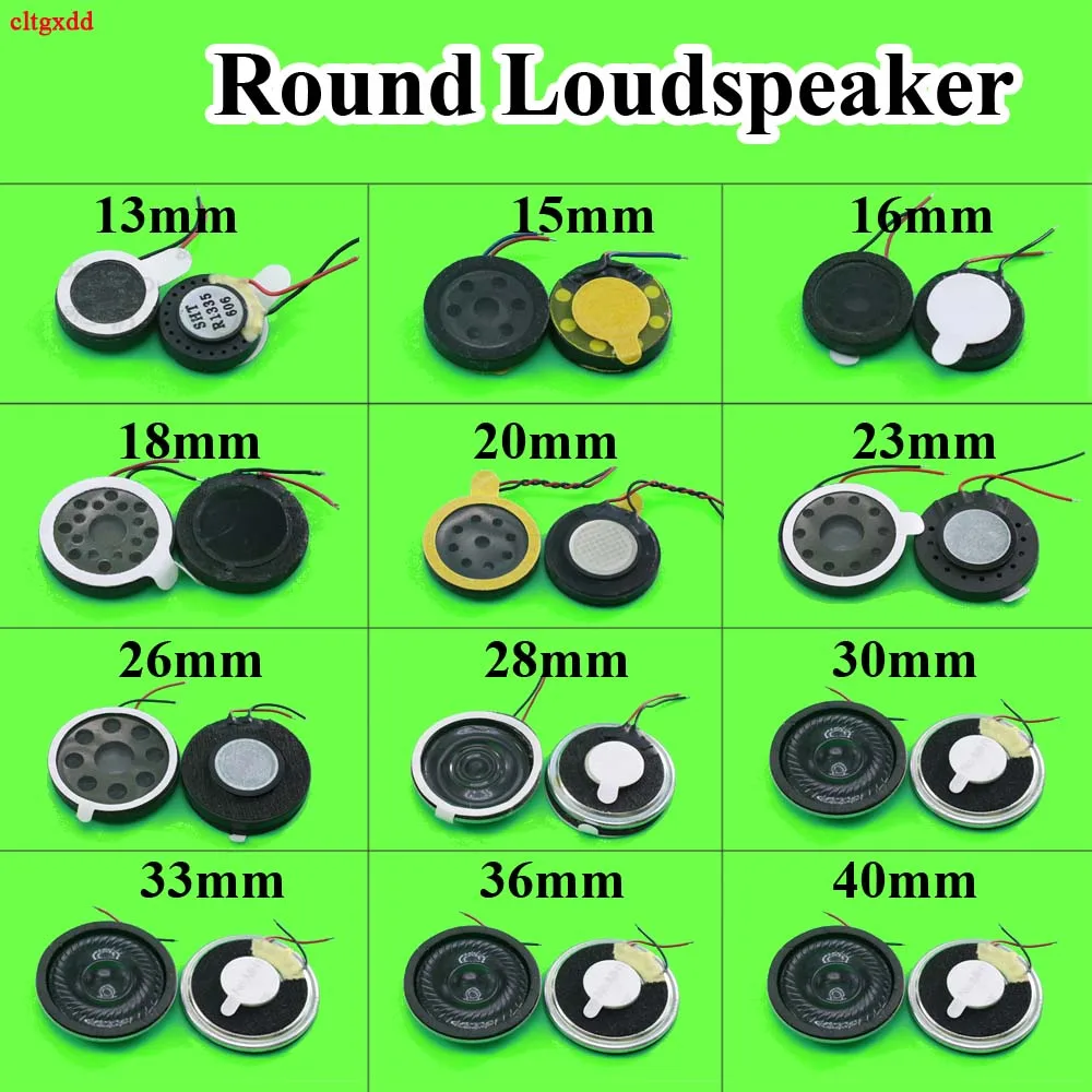 

Round Loudspeaker 13mm 15mm 17 18 20 23 26mm 28 30 35 40 mm Buzzer Ringer Sound Speaker Replacement For Cell Phone With Two Line