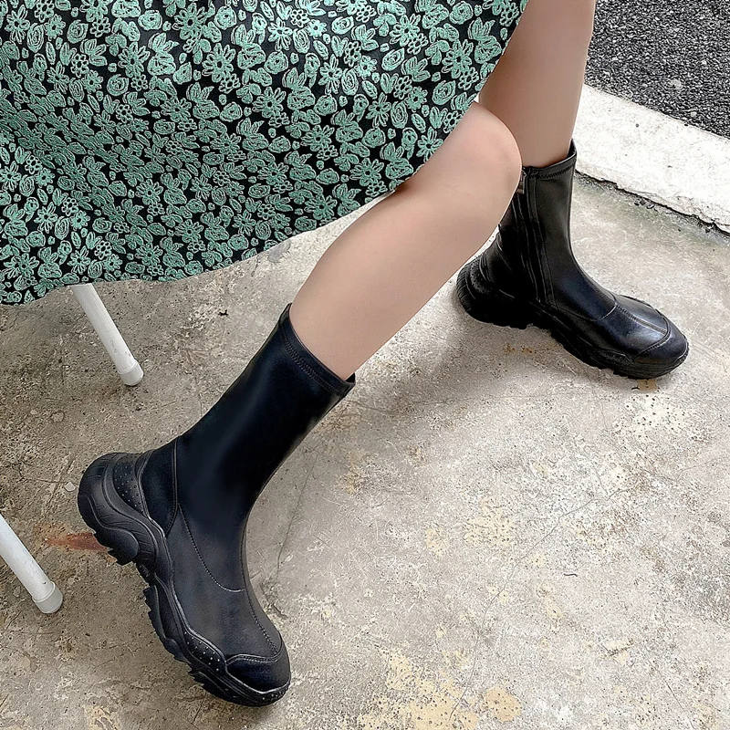 

2020 spring and autumn new fashion mid-tube all-match socks boots women's thin elastic boots thin thin boots old boots X282