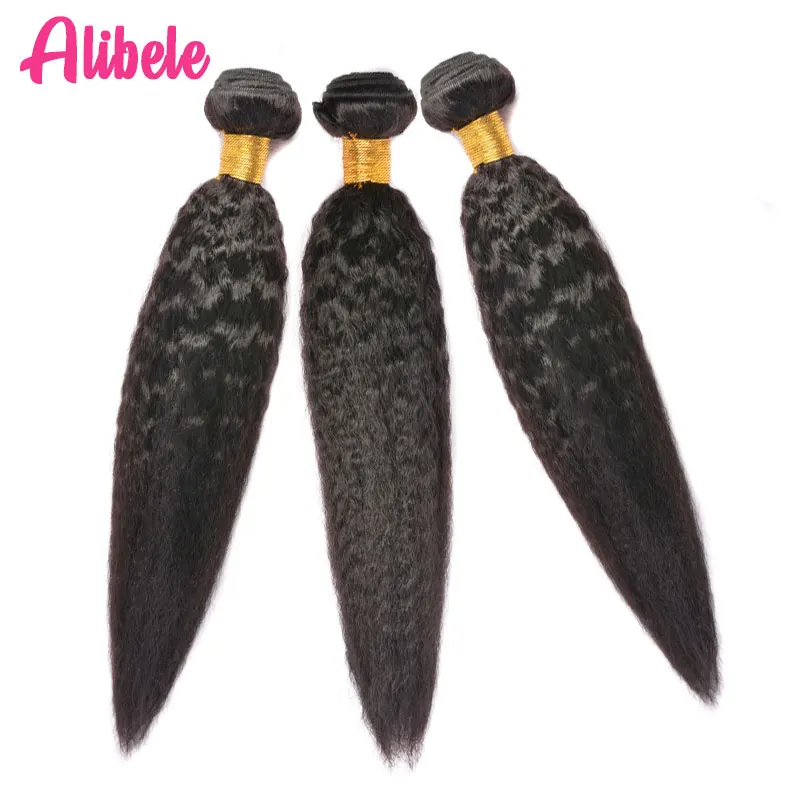 ALIBELE волосы грубые итальянские Yaki прямые человеческие 3 пучка по цене малазийские