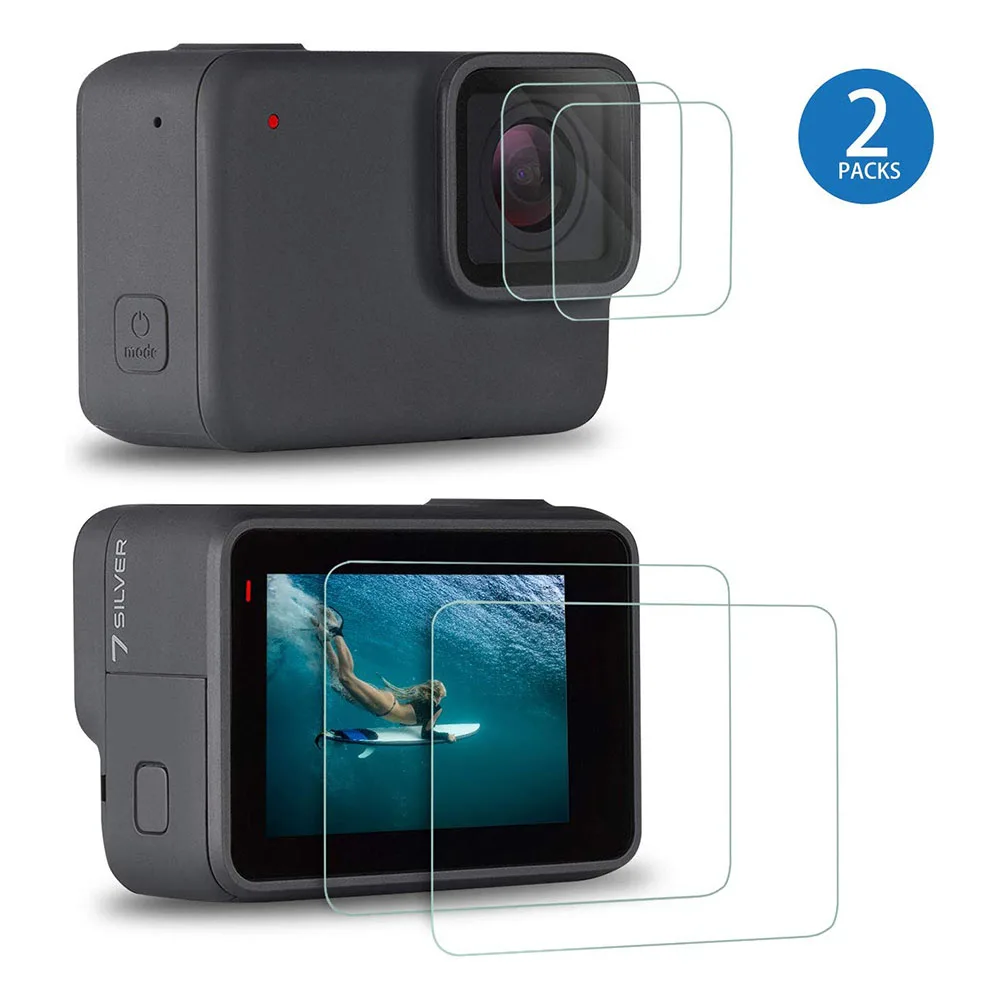 Защитная пленка из закаленного стекла для GoPro Hero 7 белая/Серебристая экшн камеры