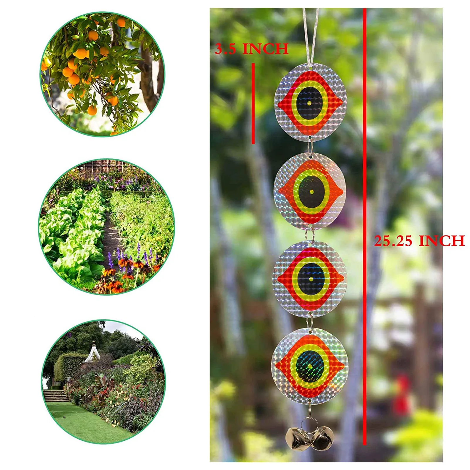 

1/3PCS Scare Bird Eye Pattern Bird Scare Hanging Predator Spiral Reflective Bird Drive Animals To Levitate