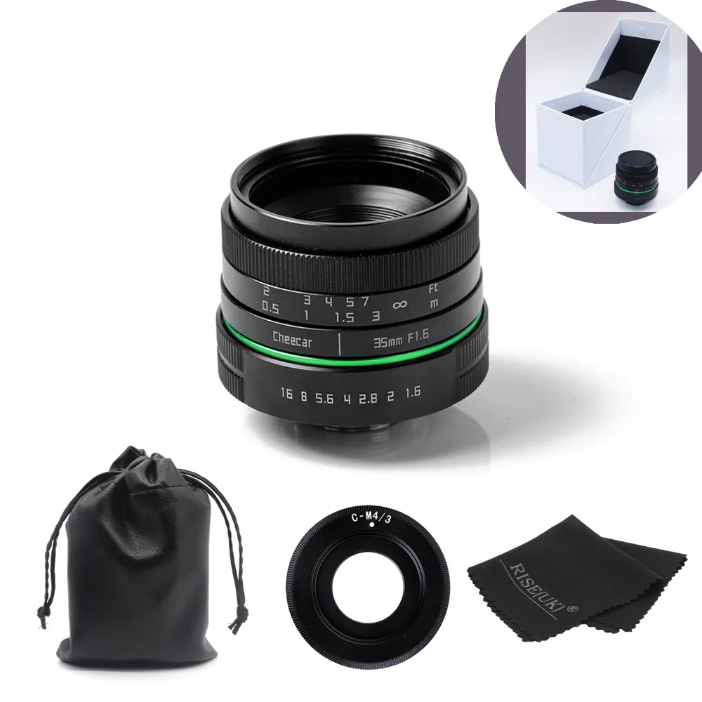 

Pop green circle 35mm APS-C CCTV camera lens for For Olympus&Panasonic M4/3 Camera with c-m4/3 adapter ring +case+gift +big box