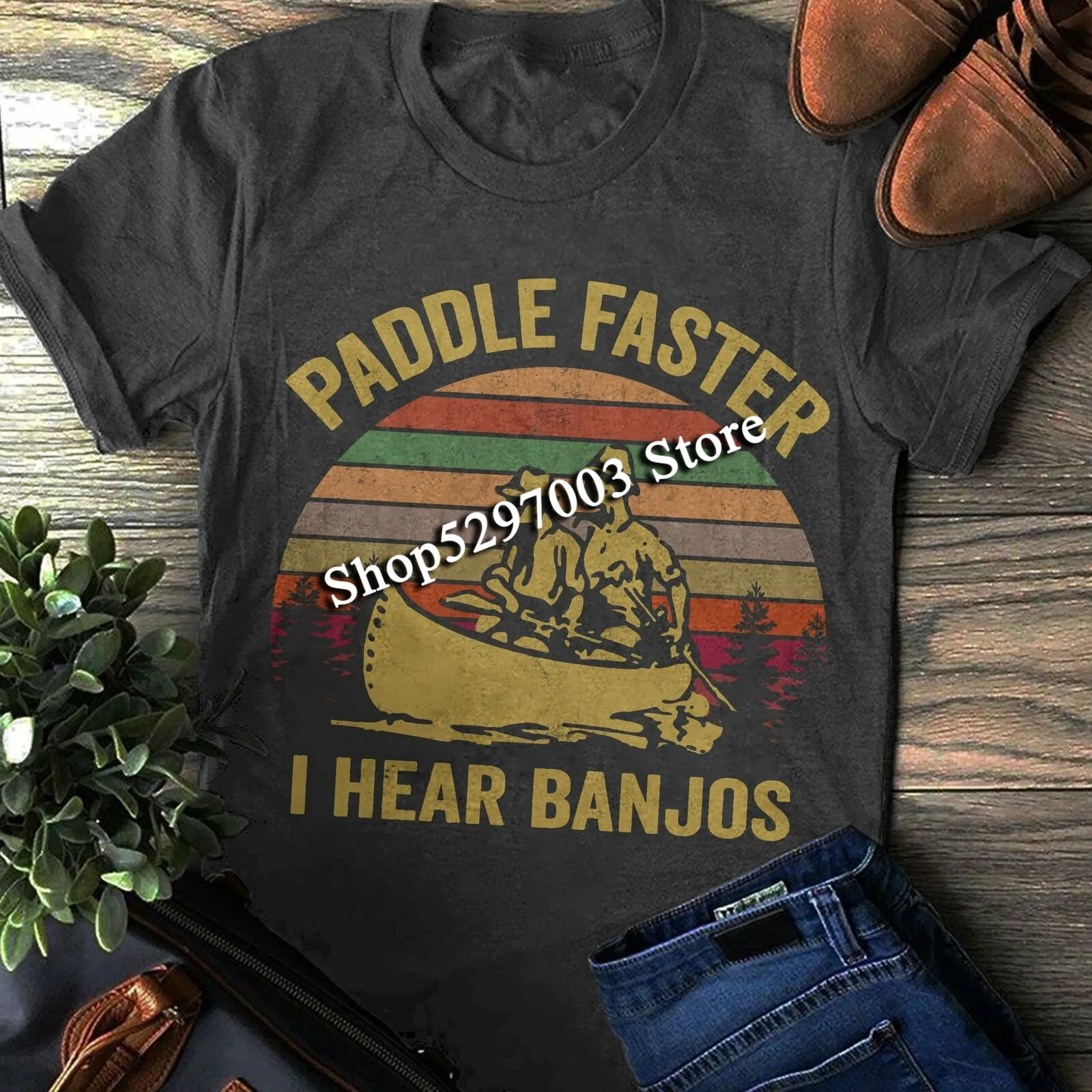 Футболка унисекс с надписью Paddle Faster I Hear Banjos футболка Deliverance для фитнеса