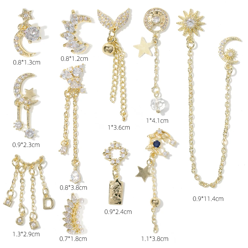 

water drop Crystal Dangle Chain Charms Nail Jewelry Decorations 11type luxury Zircon Crystal Rhinestones For Nails