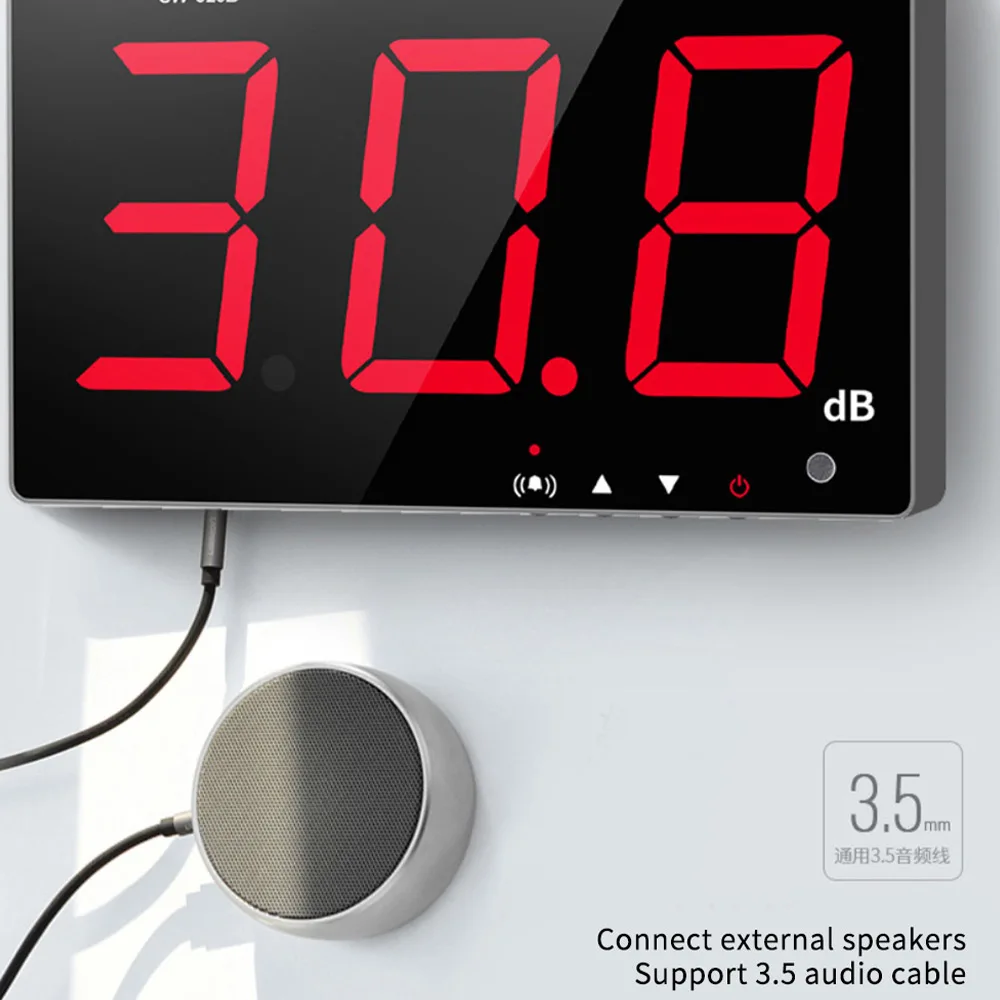 SNDWAY Wall-mounted Noise Meter SW-525A  30-130dB 3.0 inch HD Digital Display