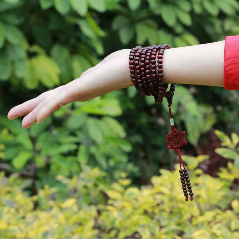 Тибетское буддистское ожерелье из 216 деревянных бусин для молитв Mala