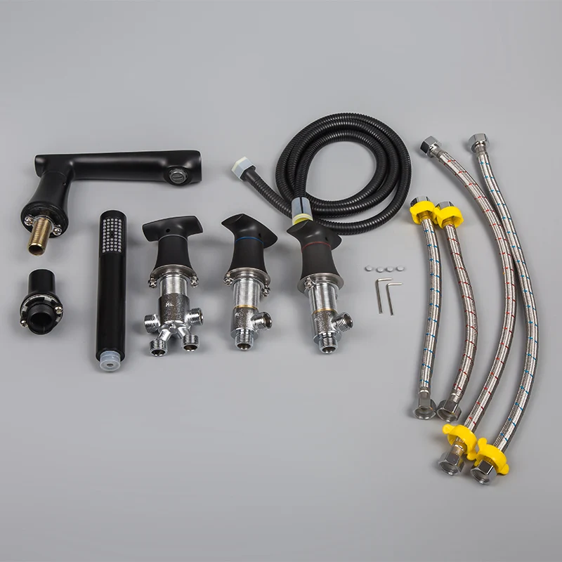 Смеситель для ванны латунный золотой или черный с 2 режимами горячей и холодной