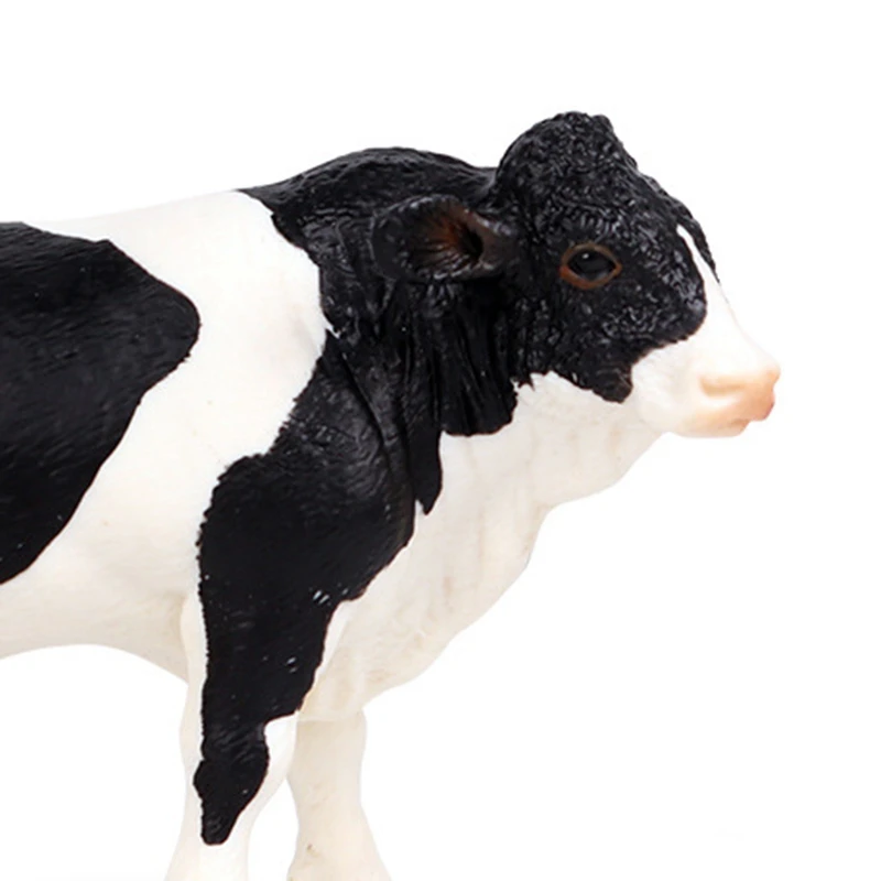 

MWZ Pvc Simmental Black Bull Cattle Animals Action Figures Static Cute Model Collection Cow Model Toys for Kids