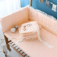 1pc crib bumper baby breathable waffle gauze bed fence pure cotton removable washable crib bed circumference organza cushion
