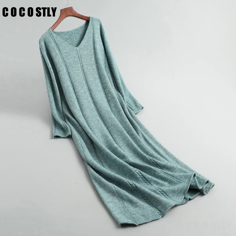 Зимние платья для женщин в стиле ретро элегантное женское Шерстяное вязаное