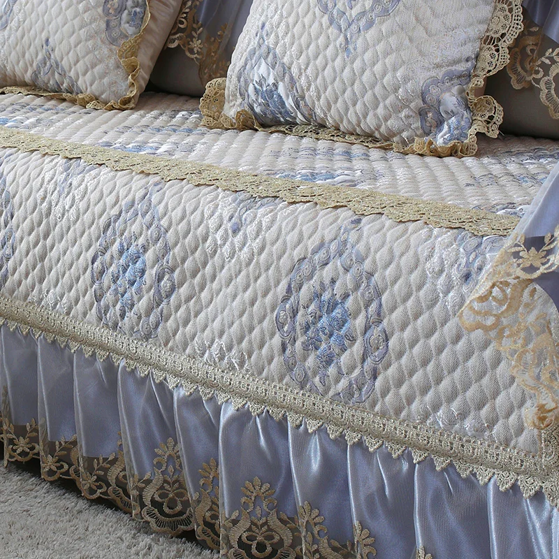 Роскошный нескользящий тканевый коврик для дивана в европейском стиле кружевной