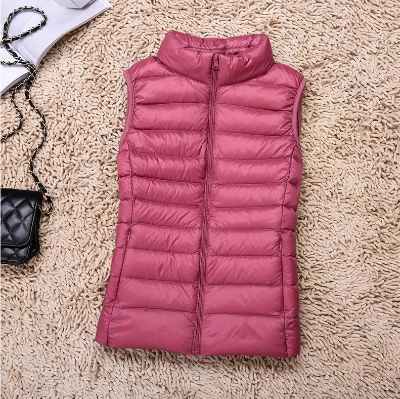 

New Women Sleeveless Women's Ultra Light Down Vests Slim Jacket Girl Gilet Plus Lightweight Windproof Warm Waistcoat Portable