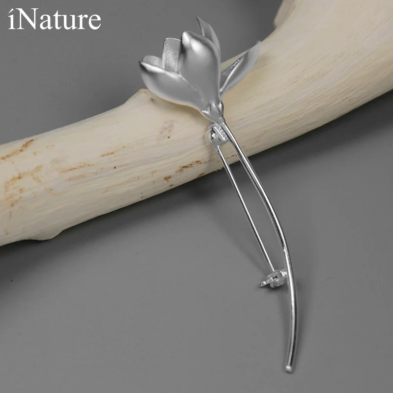 Женская Брошь В Виде Цветка магнолии из серебра 925 пробы|flower brooch pin|pins for womenbrooch pins