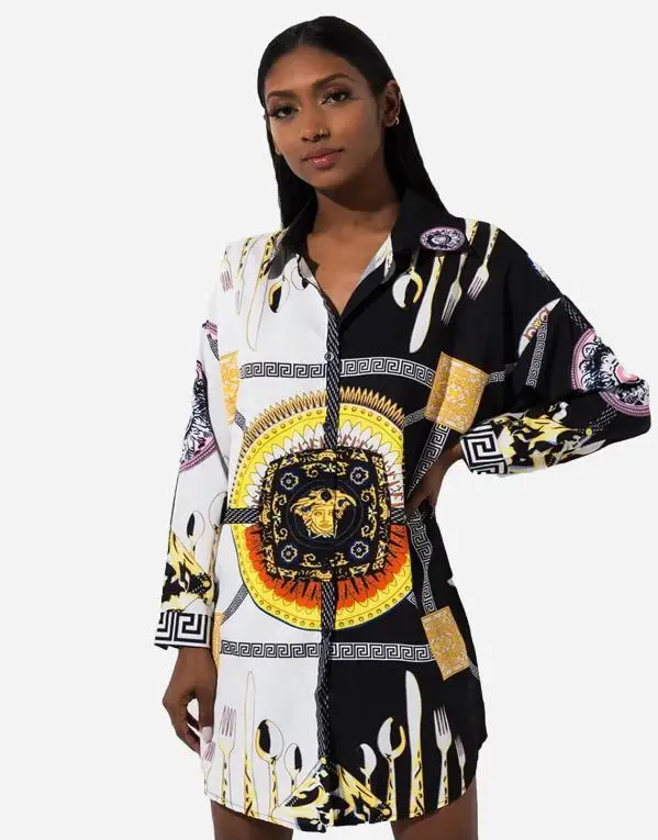 Новинка Осень/Зима 2019 Женская длинная рубашка в европейском и американском стиле