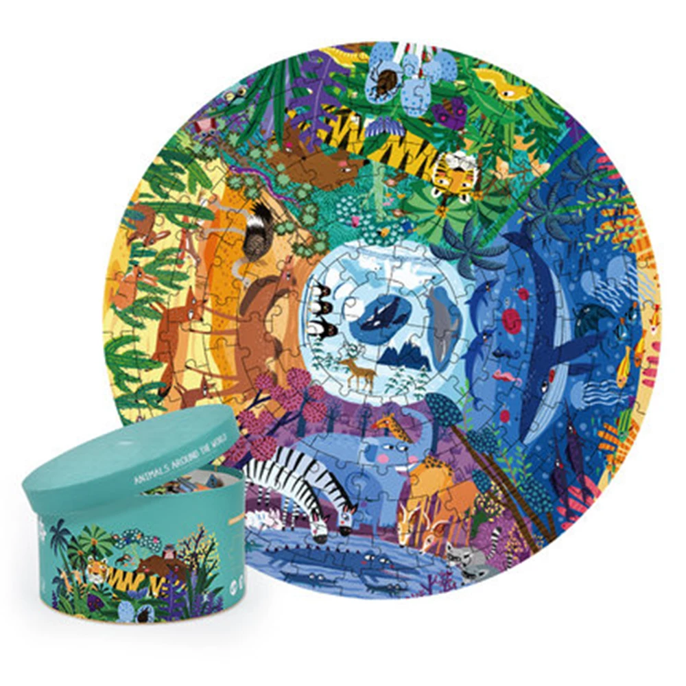 

Early childhood education enlightenment educational decompression toy 150p world animal puzzle baby paper 4-5 years old gift