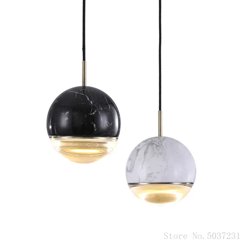 Подвесные светильники в скандинавском стиле с мраморным шариком простой