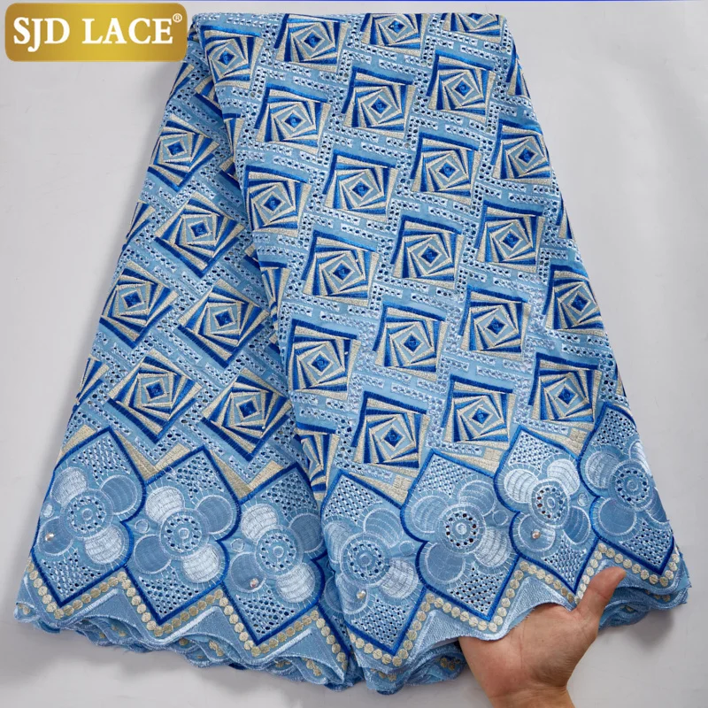 Купить Кружевные материалы SJD для церковного платья, африканская нигерийская сухая кружевная ткань 2022, Лидер продаж, швейцарское хлопковое кружев...