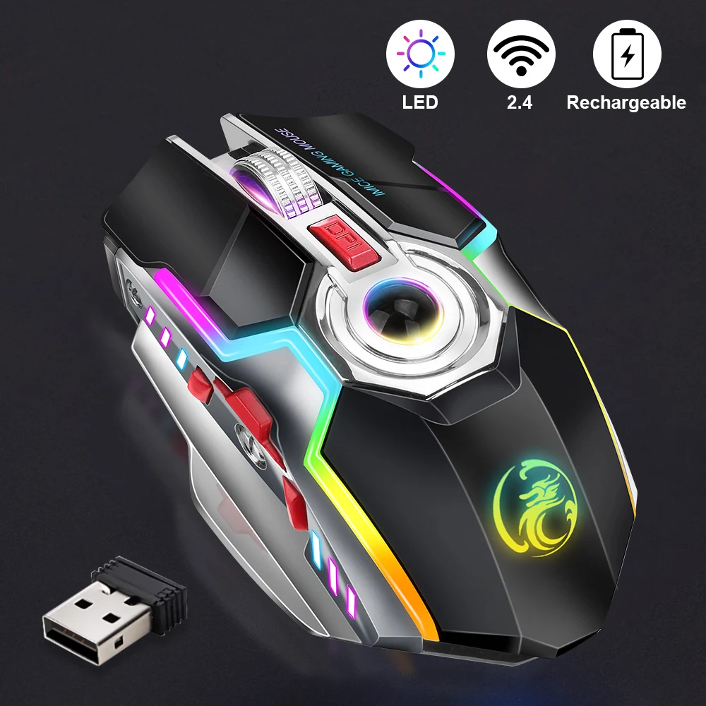 

RGB Gaming Mouse Wireless Computer Mouse Rechargeable Silent Mause LED Backlit Mice 3200 DPI Wireless Mouse Gamer For Laptop PC