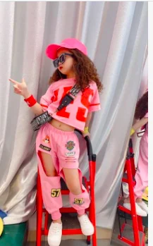 Новинка Весна 2020 костюм для девочек короткая футболка с дырками повседневные