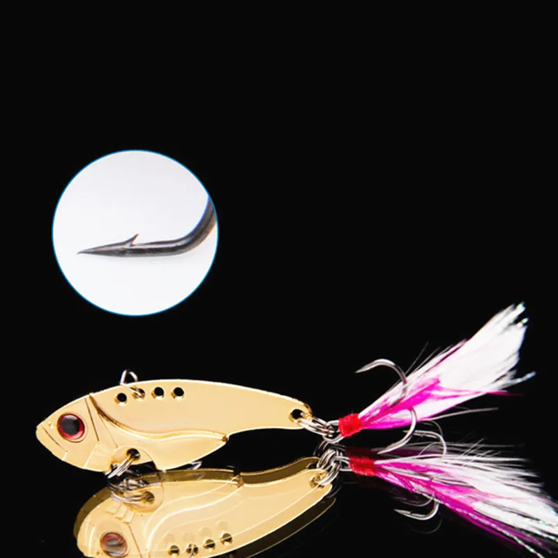 1 шт. металлические приманки с пером 7 г яркая вибрационная ложка приманка