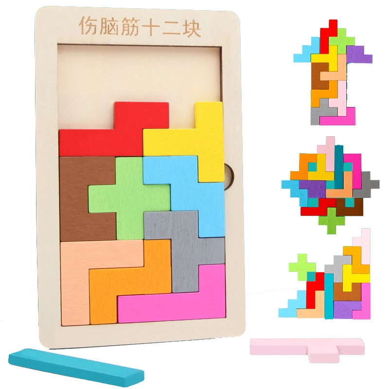 

Красочные 3D головоломки деревянные Танграм математические игрушки тетрис игра дети Дошкольное магирование интеллектуальная развивающая ...