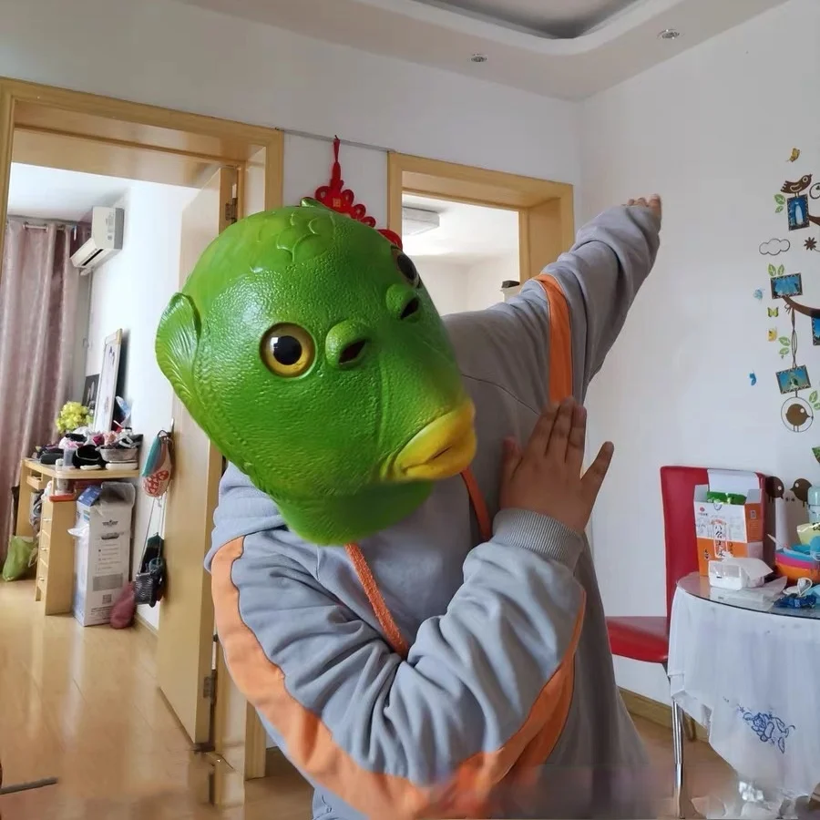 

Green fish headgear green fish man mask green fish monster headgear green fish man green fish monster animal latex