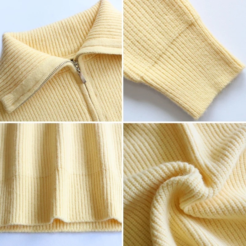 Зимний женский пуловер свитер Женская водолазка на молнии отложной мягкий