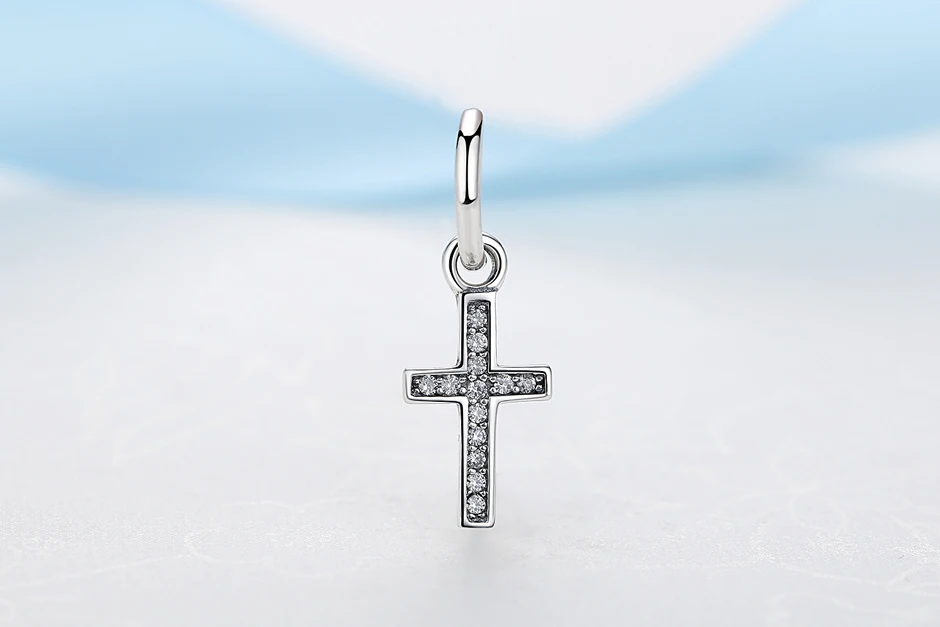 Бусины из стерлингового серебра 925 Шарм Крест проложить CZ кулон Бусины Fit Pandora женские браслеты ожерелья DIY ювелирные изделия