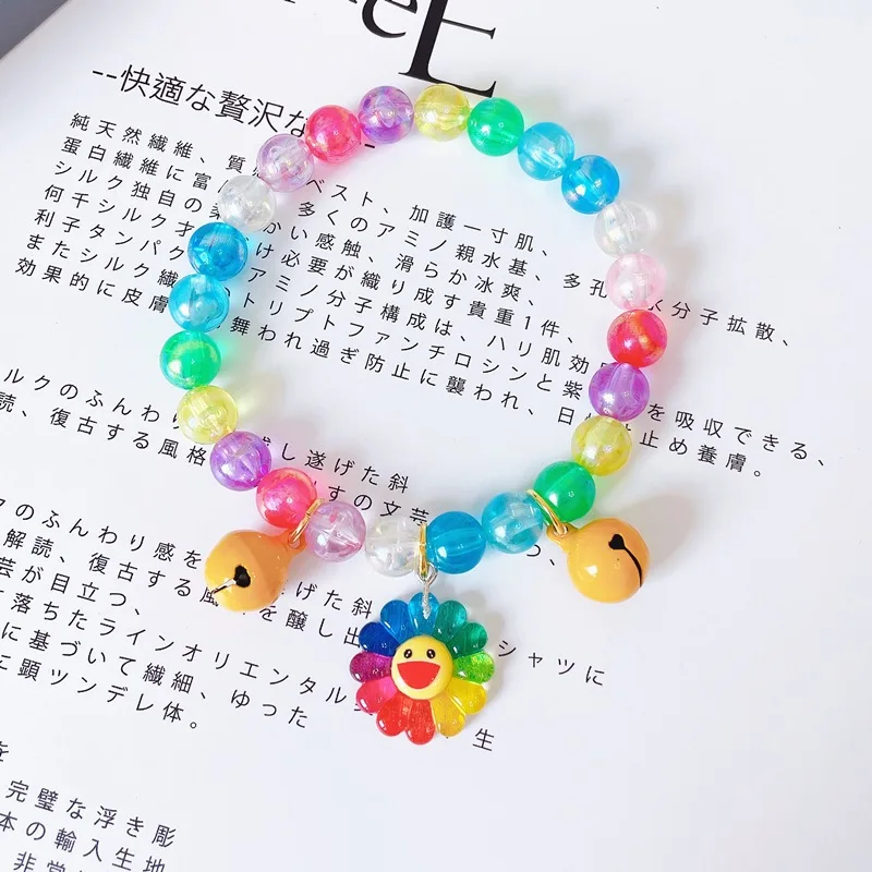 Радужный акрил цветное кошачье ожерелье с котенком розовый Регулируемый