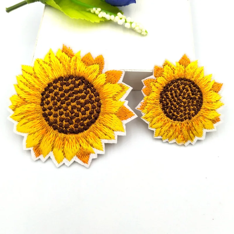 10 шт. высокое качество желтый подсолнух вышитые глажки патчи для одежды платье