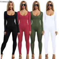 jumpsuits for women 2019 sexy black long sleeve women jumpsuit white green rompers womens jumpsuit long pants solid colors