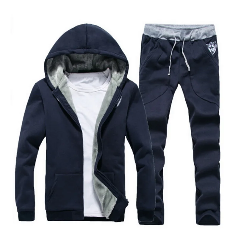 Style2 Navy SFIT спортивный костюм набор мужская одежда мода жира размера плюс Спортивная одежда для мужчин Толстовка куртка и брюки комплект из двух предметов спортивный костюм одежда - Цвет: Style2 Navy