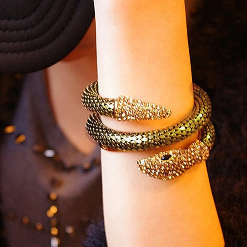 Женский Спиральный Браслет со змеиным кристаллом VB876|Браслеты с шармами| |