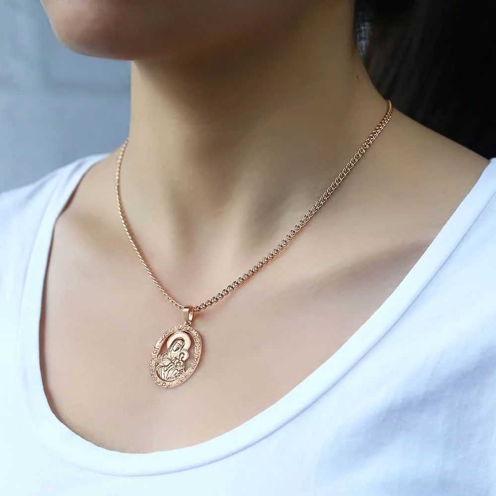 Davieslee женское мужское ожерелье с квадратным кулоном Mary 585 розовое золото