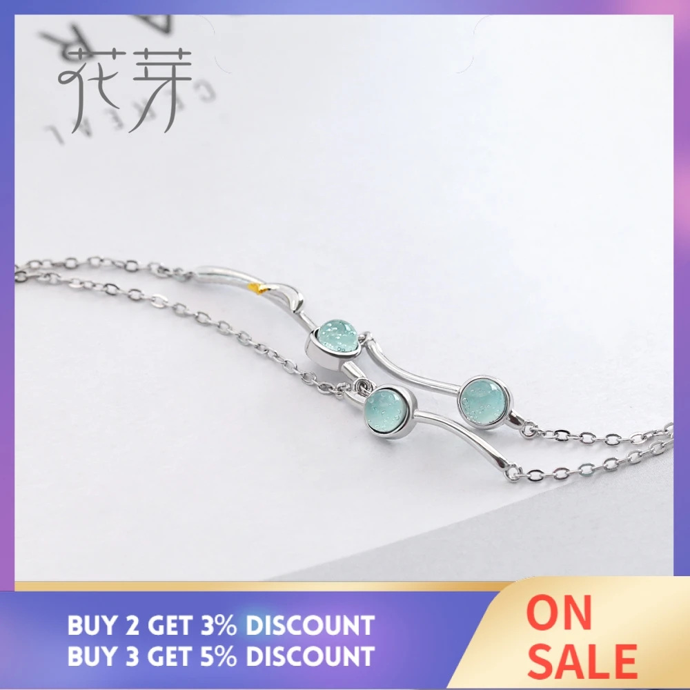 Thaya s925 Серебряный Дельфин драгоценный камень двухслойный браслет музыка моря браслет женские ювелирные изделия цепочка звено браслет