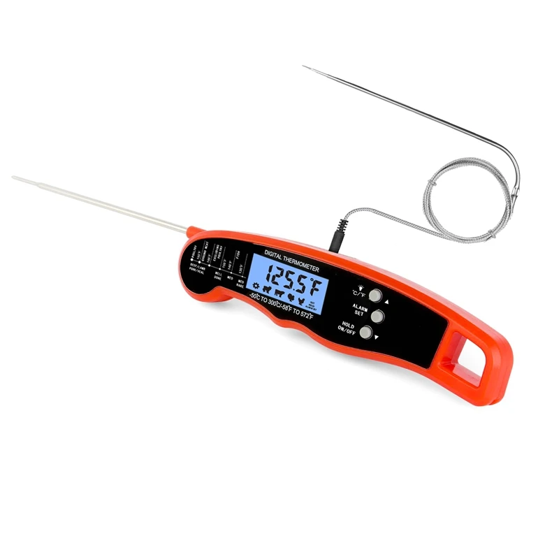 Prova Impermeável Água Digital Churrasco Termômetro Cozinha Alimentos Carne Leite ao ar Livre Cozinhar Forno Alarme Medidor de Temperatura Rápida Sonda Externa à Instrumentos de temperatura