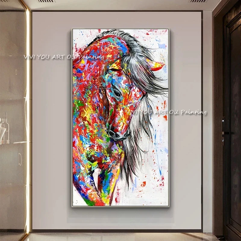 

Nordic Running Horse Oil Painting On Canvas Wall Art Animal Pictures For Europe Classical Room Decoration